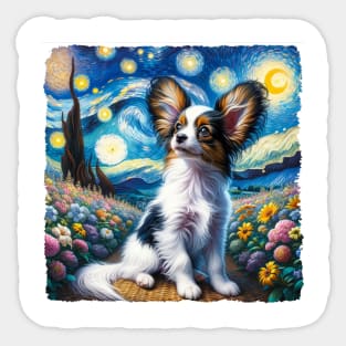 Starry Papillon Portrait - Dog Portrait Sticker